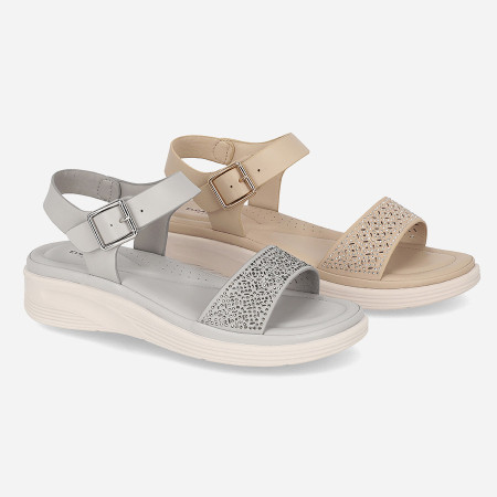 [행복한백화점][엘칸토]여성 일자반도 보석펀칭 몰드창 샌들 4cm LCWW29