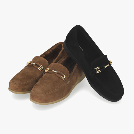 [행복한백화점][엘칸토]여성 양가죽 퍼 로퍼 2cm LCWC84