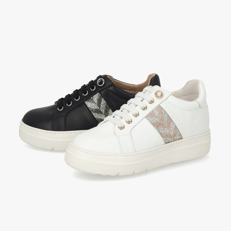 [행복한백화점][엘칸토]여성 소가죽 쉐브론 보석 키높이 스니커즈 4.5cm LCWS88