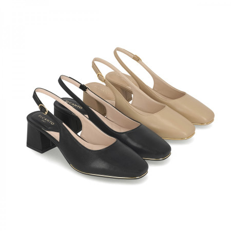 [행복한백화점][엘칸토]여성 양가죽 스퀘어 토 베이직 슬링백 5cm LCWO22