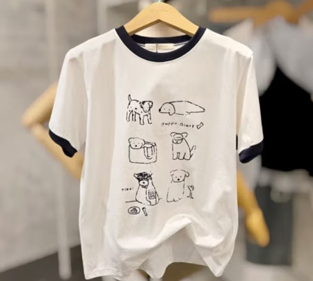 [행복한백화점][페이지플린]강아지 배색 티셔츠 F5BTS004A 