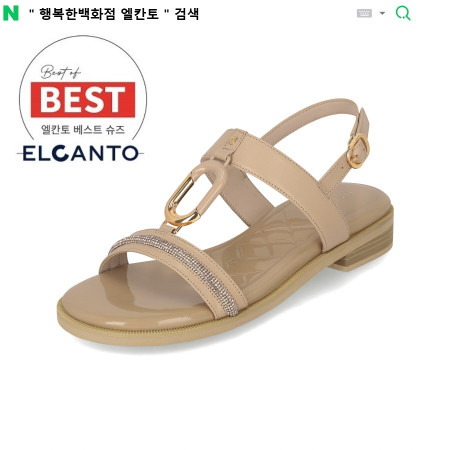 [행복한백화점][엘칸토]MD PICK! NO.1 여성 양가죽 T라인 장식 샌들 2.5cm LCWW49 35