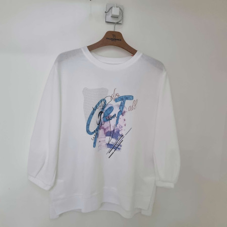 [행복한백화점][팜스프링스] 봄. 여성 나염포인트 8부소매. 라운드 티. STSL 241218