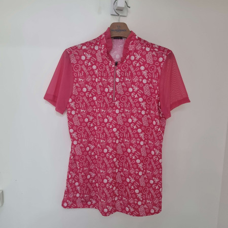 [행복한백화점][팜스프링스]스마일 패턴 프릴 7 부소매 반팔티 STSL 242274