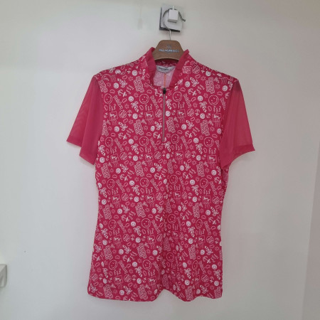 [행복한백화점][팜스프링스]스마일 패턴 프릴 7부 소매반팔티셔츠 STSL 242274