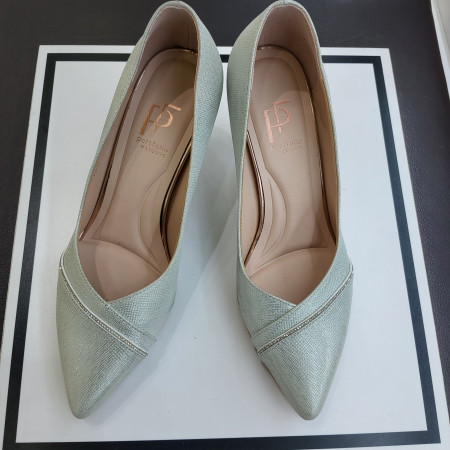 [행복한백화점][에스콰이아]여성 7센치 V라인 양가죽 실버칼라 펌프스 PFDSHP755