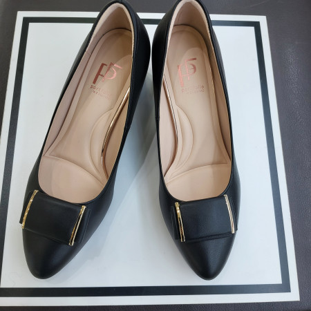 [행복한백화점][에스콰이아]여성 양가죽 발편한 사각굽 쿠션업 앞장식 모던 데일리 구두 PFDFHP751