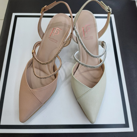 [행복한백화점][에스콰이아]여성 7센치 이쁘고 발편한 줄장식 슬링백 PFEMST577