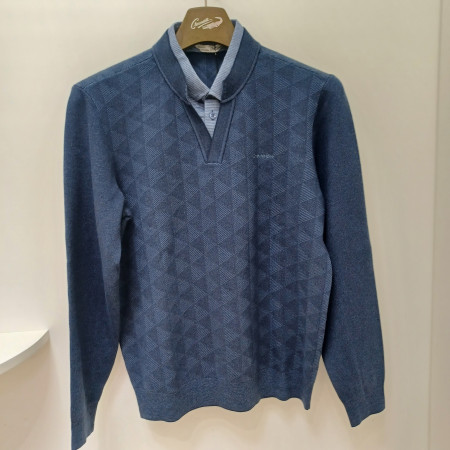 [행복한백화점][크로커다일]남성추동곤색레이어드니트