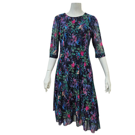 [행복한백화점][마담엘레강스]마담엘레강스 라운드넥7부소매쉬폰캉캉이원피스