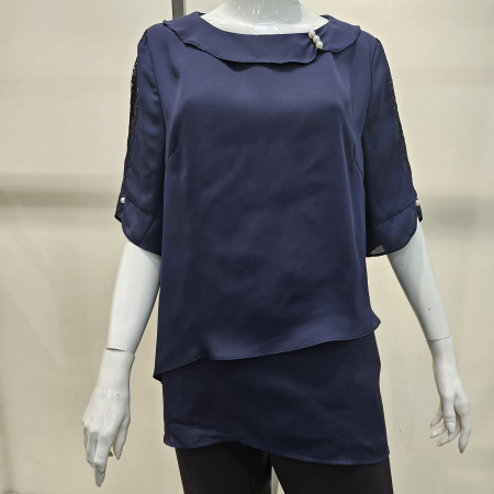 [행복한백화점][마담엘레강스]3비즈포인트 반소매블라우스