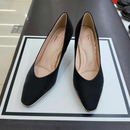 [행복한백화점][에스콰이아]여성 7센치 원단소재 금테라인  블랙 기본구두PFEFHP58