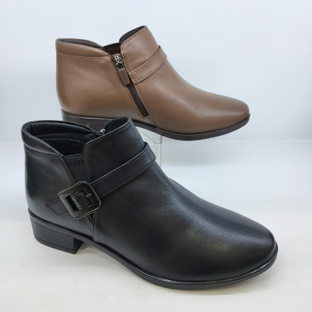 [행복한백화점][에스콰이아]여성 2센치 고무굽 무소음 논슬립  발편한  세련된 버클장식 세미 부츠PFEWBS88