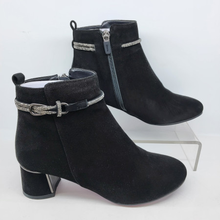 [행복한백화점][에스콰이아]특가 부츠 반짝이줄장식 스워이드 5센치  브드럽고 편한 앵클부츠EQCWBS6