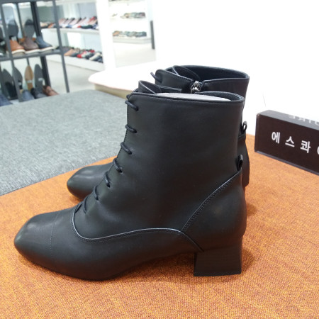 발편한 검정색 여성워카부츠 스퀘어라스트  포트폴리오 양가죽 61