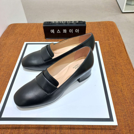 여성 3센치 소가죽 볼넓은 쿠션 검정단화 PF9SHQ812