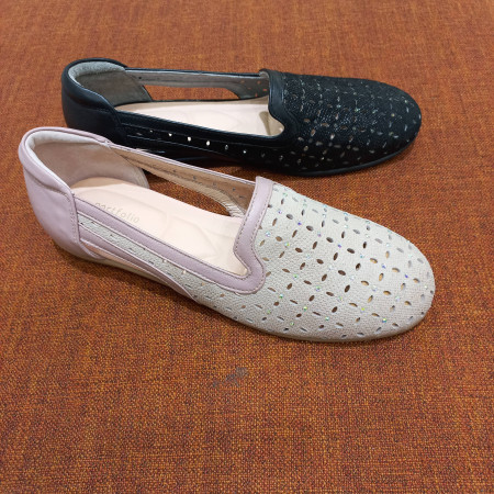 여성 양가죽 펀치 발편한 보석 2센치 슬립온 어머니구두  PFAMST828