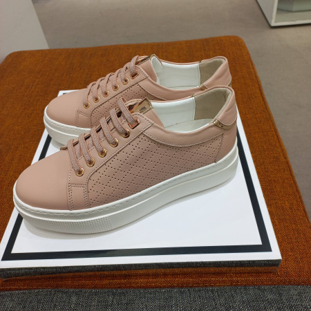 통굽 5센치 여성 소가죽 밴딩스니커즈 핑크슈즈 YABSHZ563