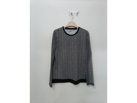 [행복한백화점][마코]기하학패턴소매메쉬라운드티셔츠MPW1TR11