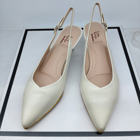 [행복한백화점][에스콰이아]여성 5센치 아이보리 부드러운 양가죽 발편한 발등V라인 슬링뱩 샌달 한정특가PFCMST581