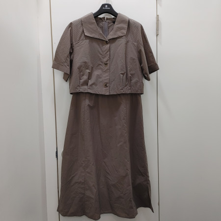 [행복한백화점][올포유]여름 여성 펀칭 레이어드 원피스(브라운) ALONO--4411