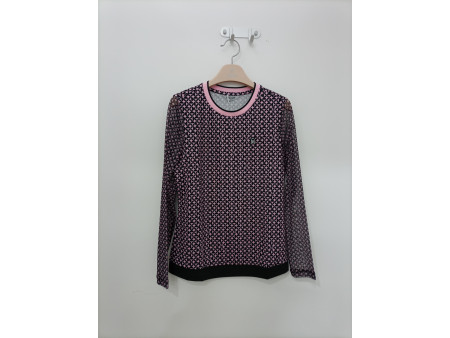 [행복한백화점][마코]기하학패턴소매메쉬라운드티셔츠M PW1TR1141