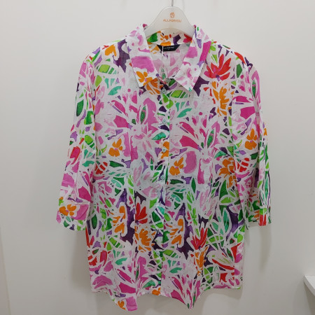 [행복한백화점][올포유]여름 여성 비비드 플라워 마소재 블라우스(핑크) ALBLO--4436