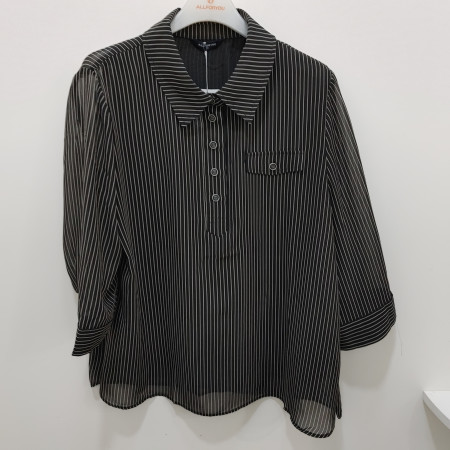 [행복한백화점][올포유]여름 여성 스트라이프 쉬폰 블라우스(블랙) ALBLO--4131