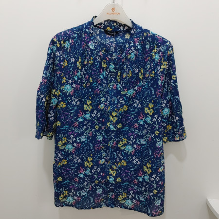 [행복한백화점][올포유]여름 여성 플라워 반팔 블라우스(네이비,화이트) ALBLO--5116