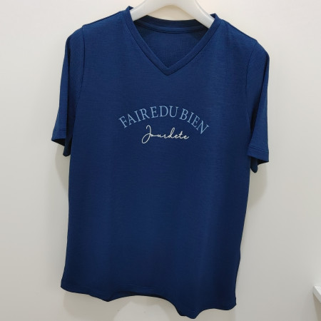 [행복한백화점][올포유]여름 여성 브이넥 원 포인트 티셔츠(네이비,민트,핑크)  ALTRO-3311