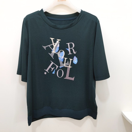 [행복한백화점][올포유]여름 여성 메쉬배색 라운드 티셔츠(카키,화이트) ALTRO--4480