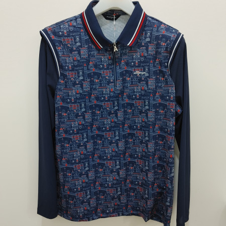 [행복한백화점][올포유]여름 여성 메쉬 소매 프린트 티셔츠(네이비,화이트) AWTPO--3371