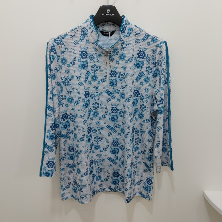 [행복한백화점][올포유]여름 여성 플라워 8부소매 티셔츠(블루,노랑) AWTHO--3191