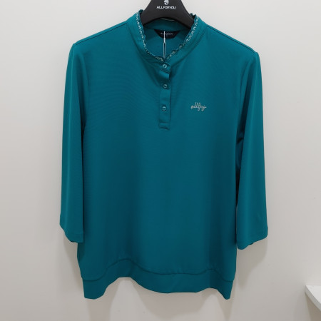 [행복한백화점][올포유]여름 여성 에리배색  7부소매  티셔츠(블루,화이트) AWTHO--3151