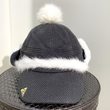 [행복한백화점][그린조이] 퍼 트리밍 방울장식 귀달이 캡 모자 차콜 여성  GW18WA62W