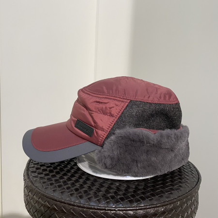 [행복한백화점][그린조이] 퀼팅 퍼 배색 캡 겨울 방한 모자 와인 남성 GW19WA21M