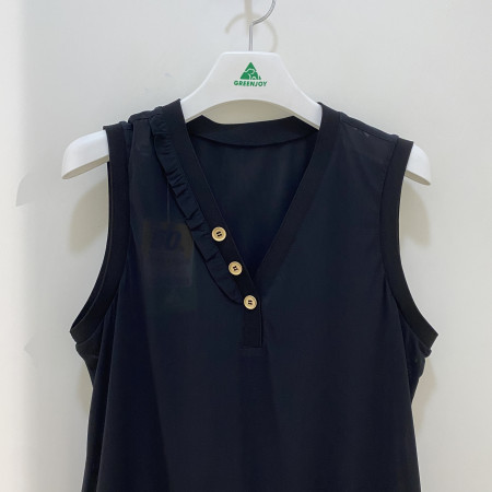 [행복한백화점][그린조이] 셔링 브이넥 단추포인트 조끼 블랙 여성 GP22KV22W