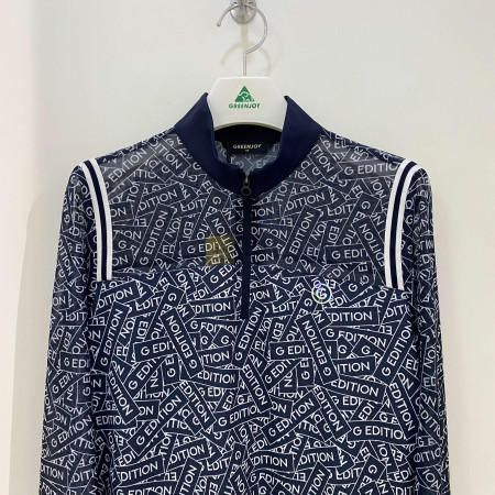 [행복한백화점][그린조이]  전판 프린트 하이넥 집업 긴팔티셔츠 네이비 여성 GP22KL53W