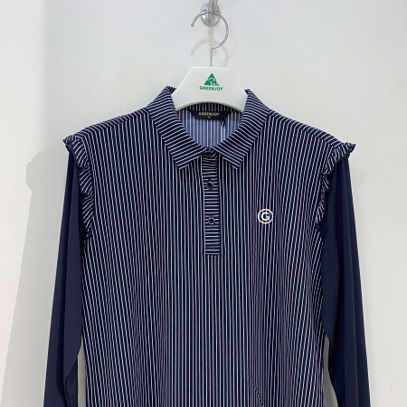 [행복한백화점][그린조이]  프릴 포인트 냉감 소매 기능성 긴팔 카라티셔츠 네이비 여성 GP22KY51W