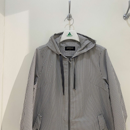 [행복한백화점][그린조이] 스트라이프 롱기장 후드 바람막이 점퍼 블랙 여성 GP22WJ85W