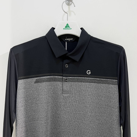 [행복한백화점][그린조이] 컬러배색 긴팔 카라 PK 티셔츠 블랙 남성 GP23KY51M