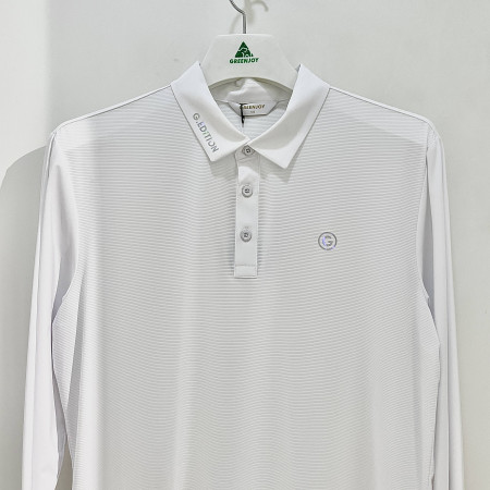 [행복한백화점][그린조이] 소매 배색 냉감 솔리드 긴팔 카라 PK 티셔츠 화이트 남성 GP23KY61M