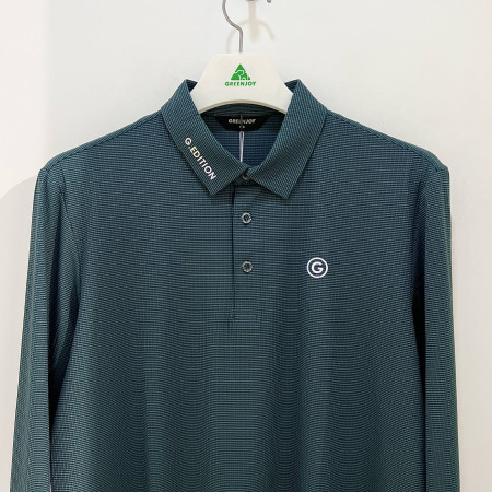 [행복한백화점][그린조이] 카라 레터링 포인트 솔리드 긴팔 카라 PK 티셔츠 진초록 남성 GP23KY54M