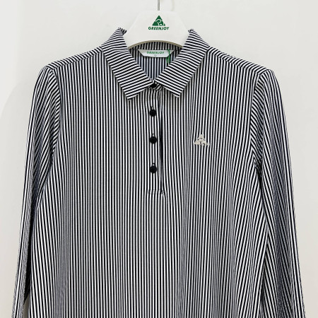 [행복한백화점][그린조이] 7부소매 세로 스트라이프 카라 PK 티셔츠 네이비 여성 GP23KY22W