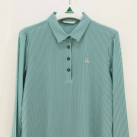 [행복한백화점][그린조이] 7부소매 세로 스트라이프 카라 PK 티셔츠 민트 여성 GP23KY22W