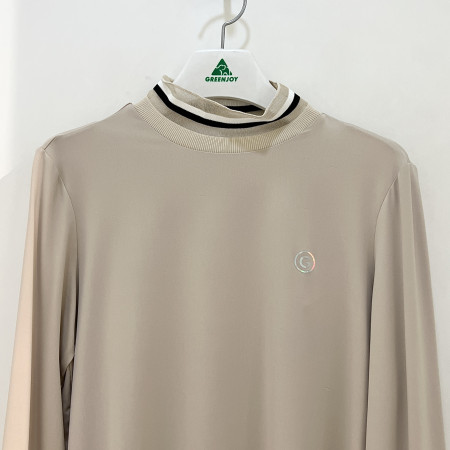 [행복한백화점][그린조이] 매쉬 시보리 솔리드 하프폴라 긴팔 티셔츠 베이지 여성 GP23KL62W