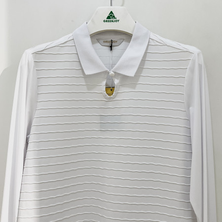 [행복한백화점][그린조이] 소매배색 긴팔 카라 PK 티셔츠 화이트 여성 GP23KP61W