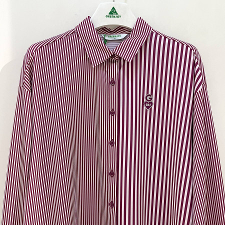 [행복한백화점][그린조이] 배색 스트라이프 셔츠 마젠타 여성 GP23KY21W