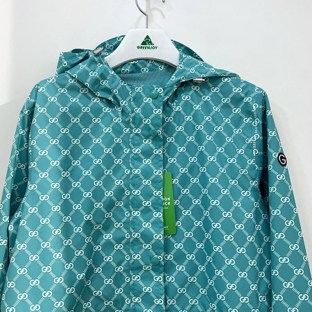 [행복한백화점][그린조이] 로고 패턴 레인점퍼 민트 여성 우비 GK23WJ61W