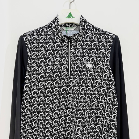 [행복한백화점][그린조이] 소매배색 반집업 긴팔 티셔츠 블랙 여성 GP23KL11W